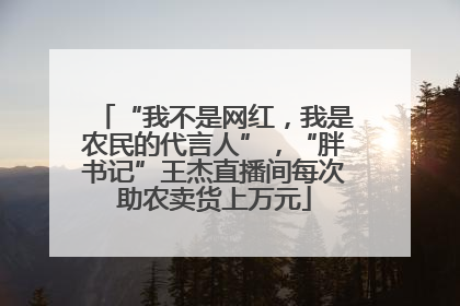 “我不是网红，我是农民的代言人”，“胖书记”王杰直播间每次助农卖货上万元
