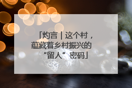 灼言｜这个村，蕴藏着乡村振兴的“留人”密码