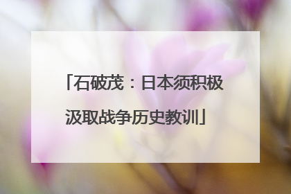 石破茂：日本须积极汲取战争历史教训