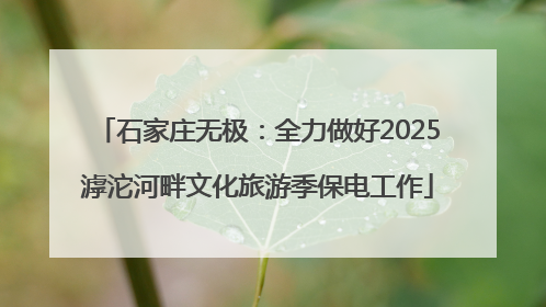 石家庄无极：全力做好2025滹沱河畔文化旅游季保电工作
