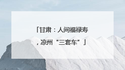 甘肃：人间福禄寿，凉州“三套车”