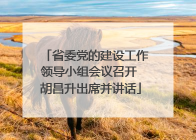 省委党的建设工作领导小组会议召开 胡昌升出席并讲话