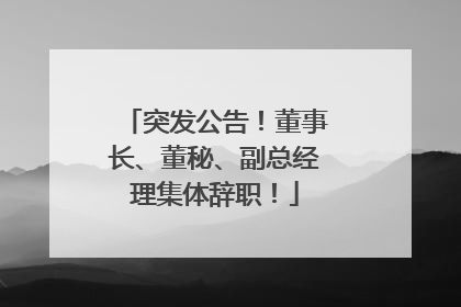 突发公告！董事长、董秘、副总经理集体辞职！