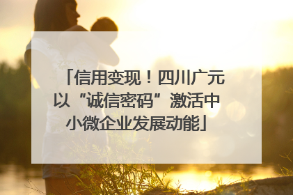 信用变现！四川广元以“诚信密码”激活中小微企业发展动能