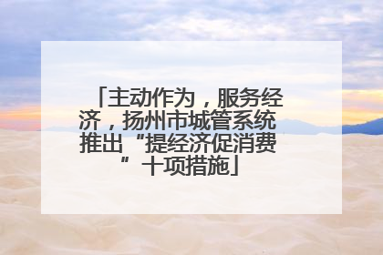 主动作为，服务经济，扬州市城管系统推出“提经济促消费”十项措施
