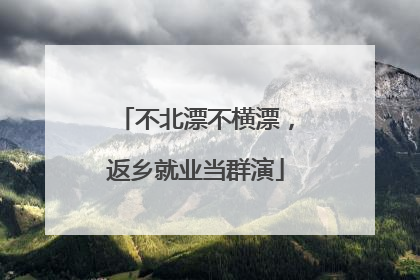 不北漂不横漂，返乡就业当群演