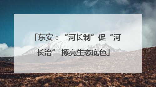 东安：“河长制”促“河长治” 擦亮生态底色