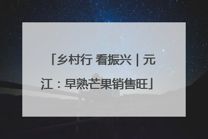 乡村行 看振兴｜元江：早熟芒果销售旺