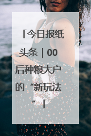 今日报纸头条｜00后种粮大户的“新玩法”