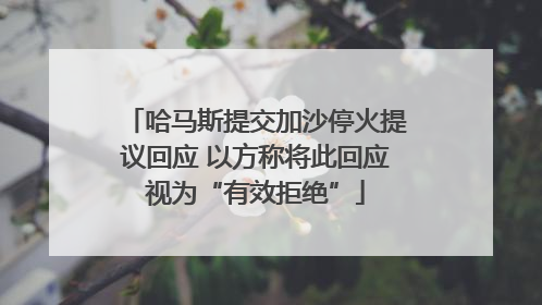 哈马斯提交加沙停火提议回应 以方称将此回应视为“有效拒绝”