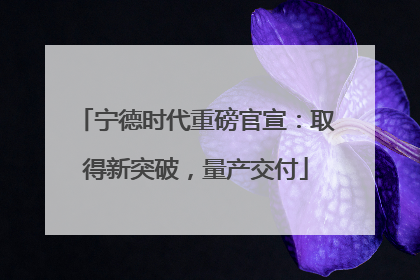 宁德时代重磅官宣：取得新突破，量产交付