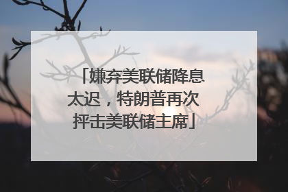 嫌弃美联储降息太迟，特朗普再次抨击美联储主席