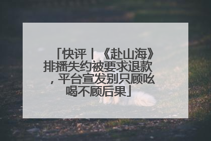 快评丨《赴山海》排播失约被要求退款，平台宣发别只顾吆喝不顾后果