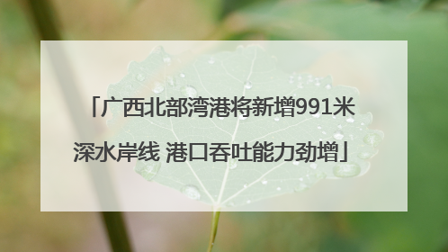 广西北部湾港将新增991米深水岸线 港口吞吐能力劲增