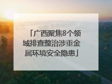 广西聚焦8个领域排查整治涉重金属环境安全隐患