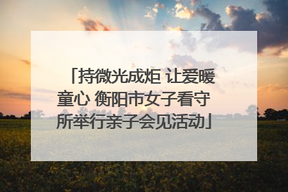 持微光成炬 让爱暖童心 衡阳市女子看守所举行亲子会见活动