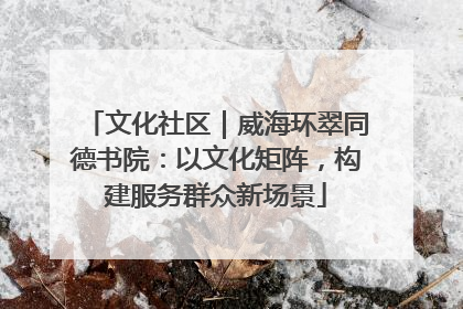 文化社区｜威海环翠同德书院：以文化矩阵，构建服务群众新场景