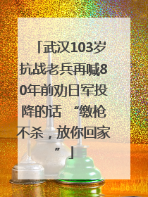 武汉103岁抗战老兵再喊80年前劝日军投降的话 “缴枪不杀，放你回家”