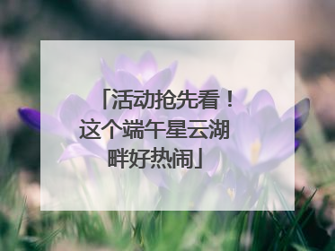 活动抢先看！这个端午星云湖畔好热闹