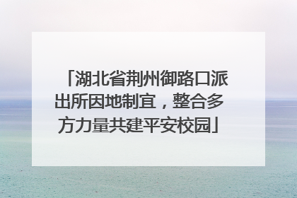 湖北省荆州御路口派出所因地制宜，整合多方力量共建平安校园