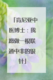 肯尼亚中医博士：我愿做一根联通中非的银针