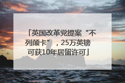 英国改革党提案“不列颠卡”，25万英镑可获10年居留许可