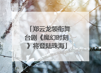 郑云龙领衔舞台剧《魔幻时刻》将登陆珠海