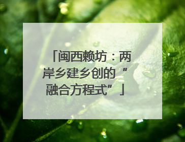 闽西赖坊：两岸乡建乡创的“融合方程式”