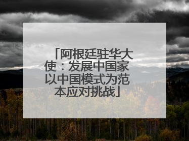阿根廷驻华大使：发展中国家以中国模式为范本应对挑战